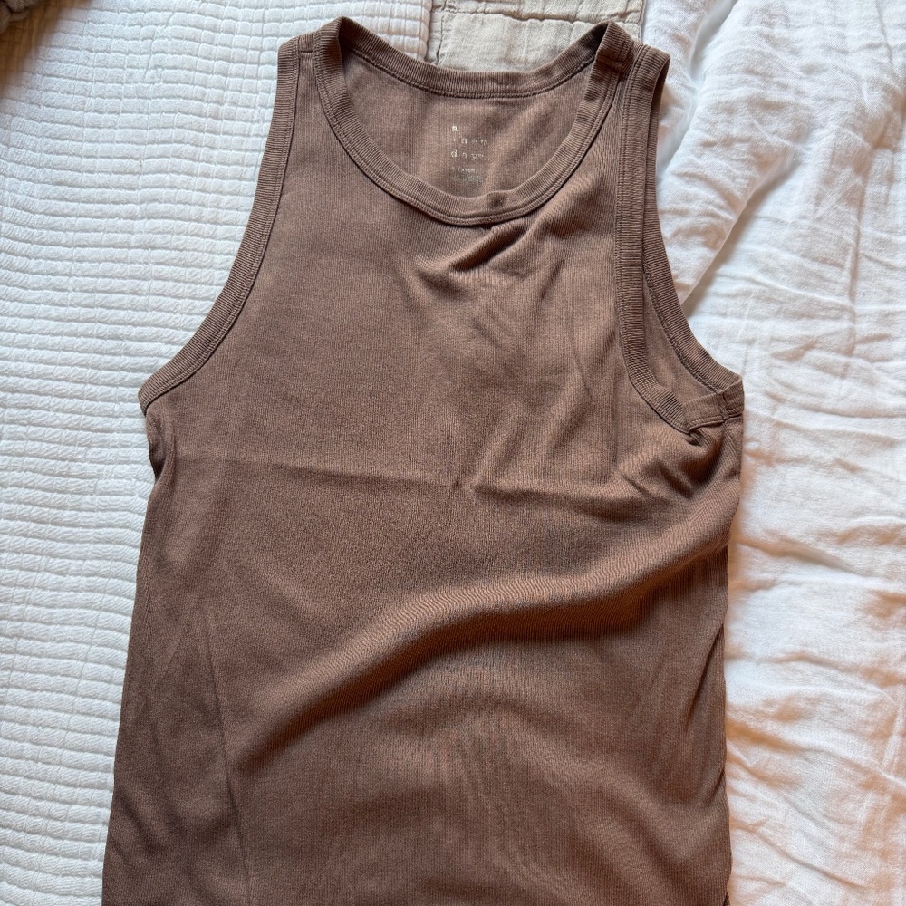 A New Day Slim Fit Ribbed Tank Top, Size XL, Light Brown
